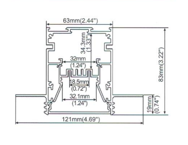 PB-AP-GL-12083 LED Aluminium Channel 1 Meter(39.4inch) Recessed 83mm(H) x 120mm(W) suit for max 32mm width strip light